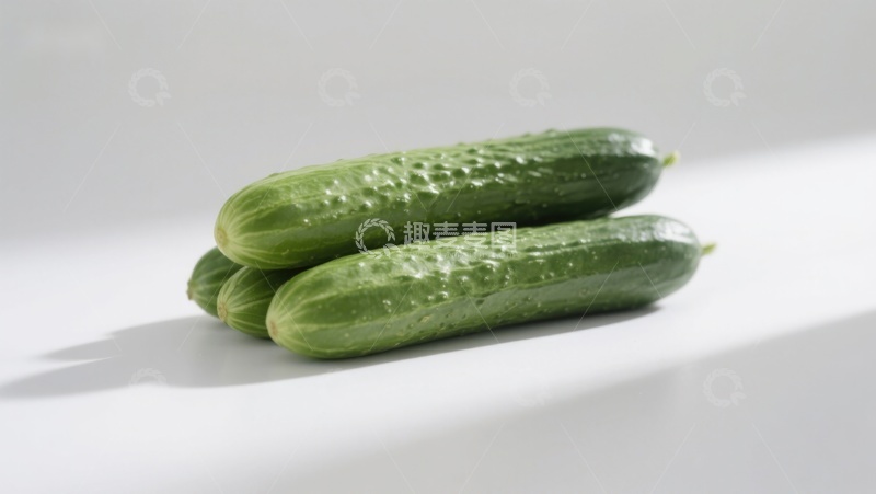 高清大图下载【趣麦麦图】三根新鲜黄瓜静置展示