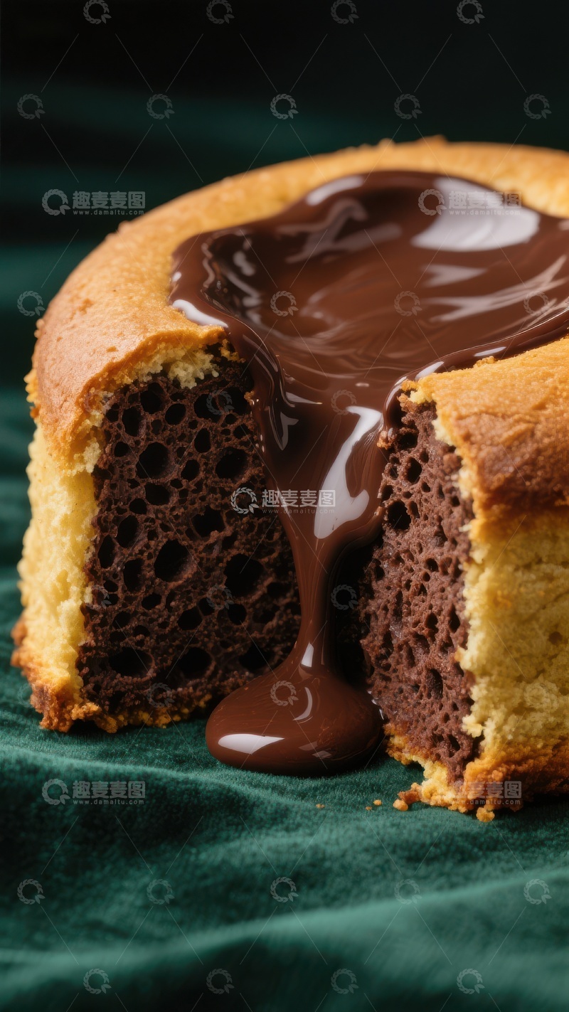高清大图下载【趣麦麦图】巧克力流心蛋糕特写
