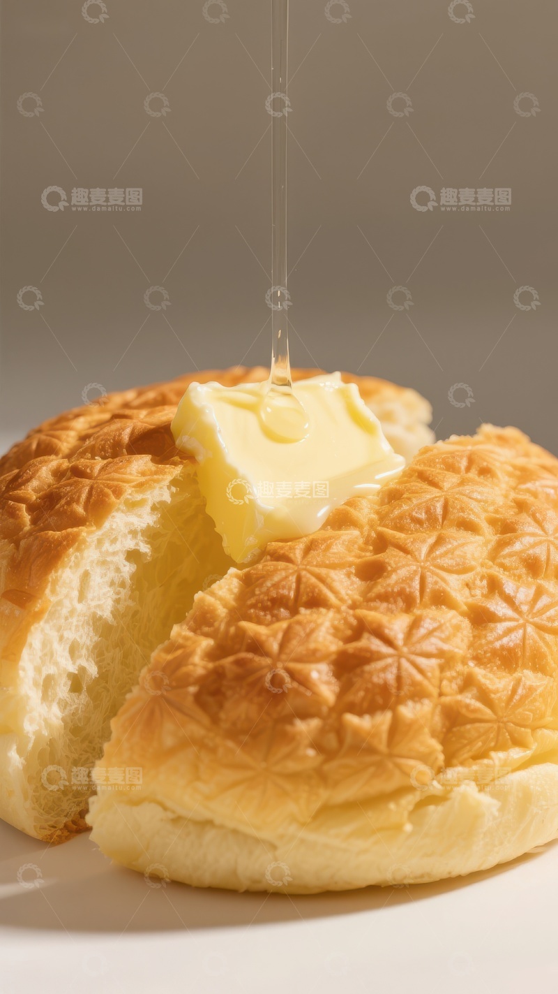 高清大图下载【趣麦麦图】黄油滴落面包，诱人美味