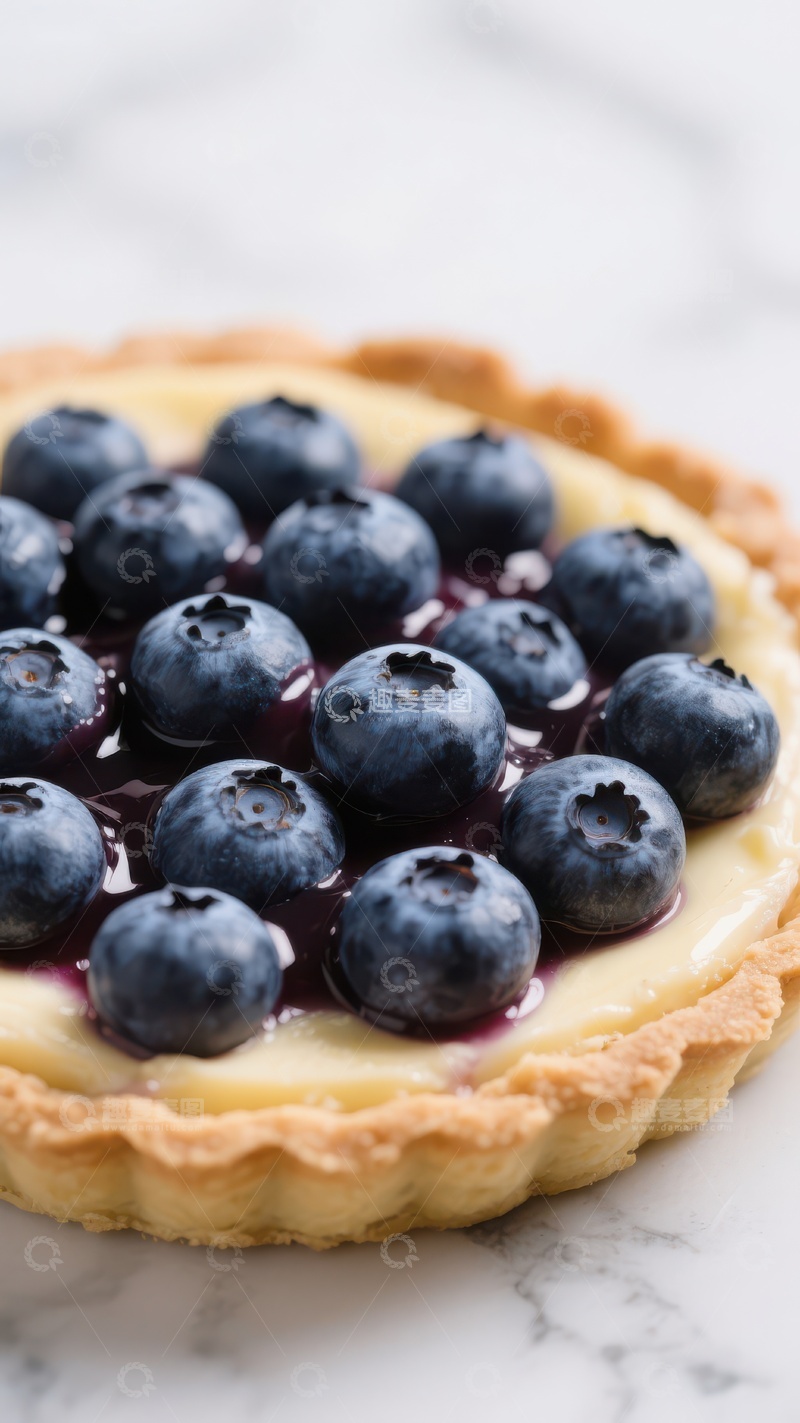 高清大图下载【趣麦麦图】蓝莓奶油挞特写