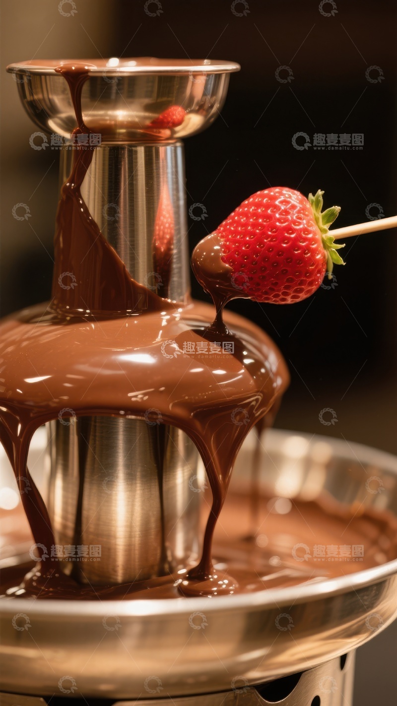 高清大图下载【趣麦麦图】巧克力喷泉与草莓