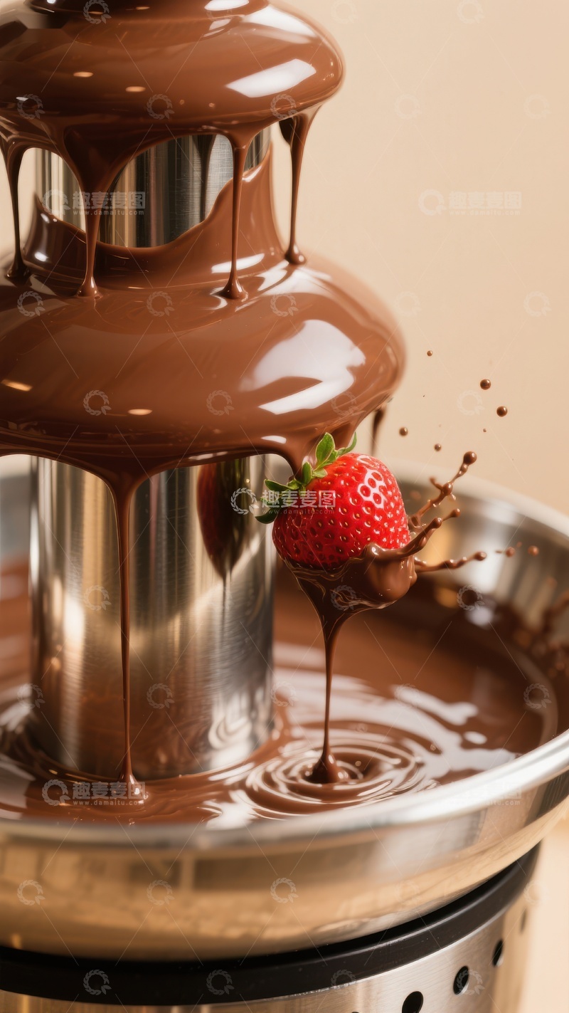 高清大图下载【趣麦麦图】巧克力喷泉与草莓