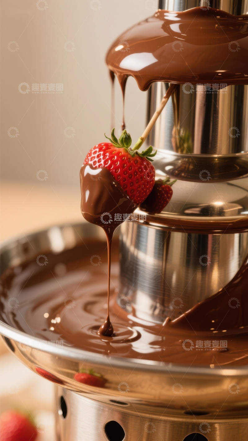 高清大图下载【趣麦麦图】巧克力喷泉与草莓