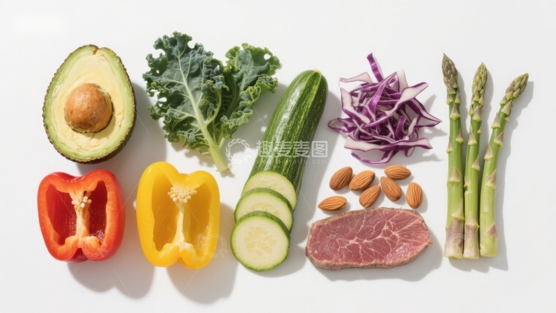 高清大图下载【趣麦麦图】新鲜蔬菜与肉类食材组合