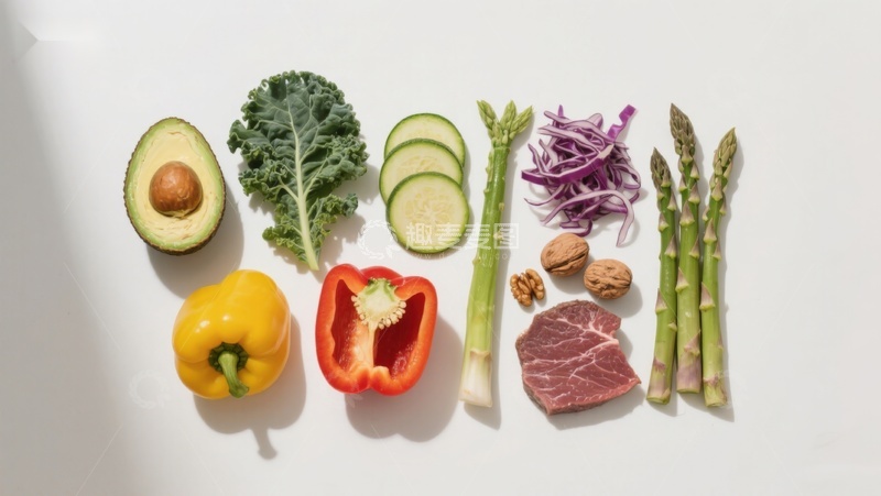 高清大图下载【趣麦麦图】新鲜蔬菜与肉类食材摆拍
