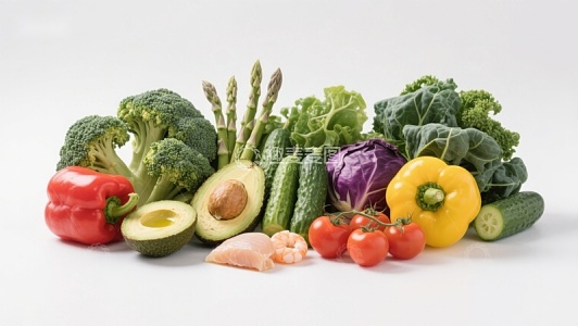 新鲜蔬菜与食材组合