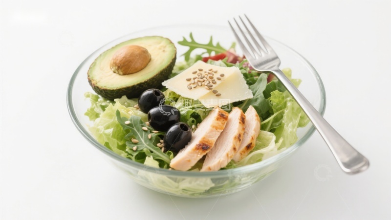 高清大图下载【趣麦麦图】新鲜沙拉配鸡肉和牛油果