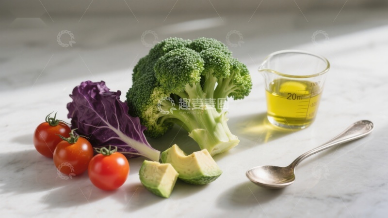 高清大图下载【趣麦麦图】新鲜蔬菜与橄榄油摆拍