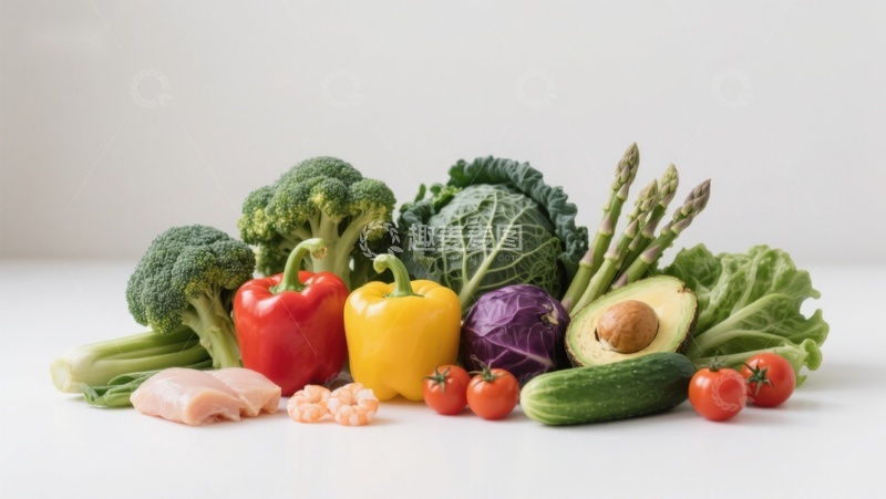 高清大图下载【趣麦麦图】新鲜蔬菜与肉类食材组合