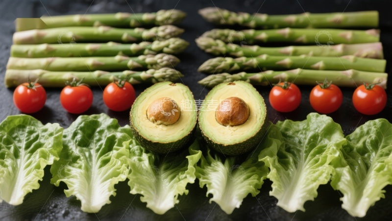 高清大图下载【趣麦麦图】新鲜蔬菜与牛油果摆盘