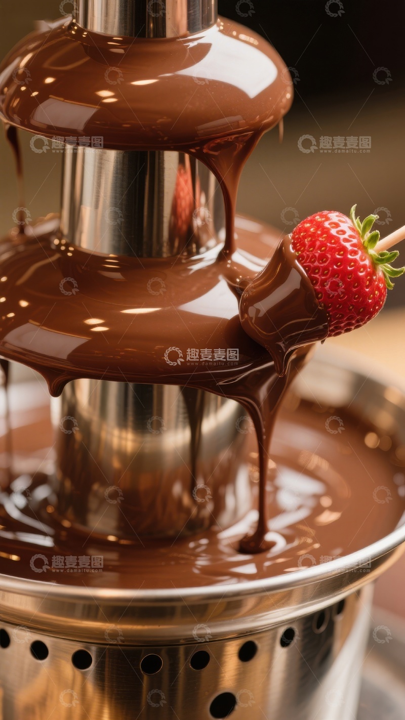 高清大图下载【趣麦麦图】巧克力喷泉与草莓
