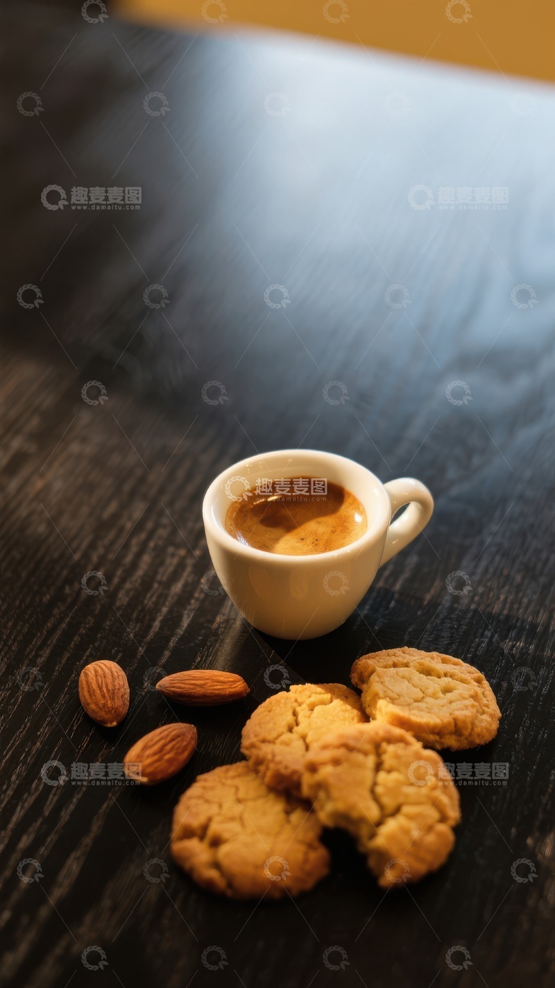高清大图下载【趣麦麦图】咖啡与饼干的静谧时光