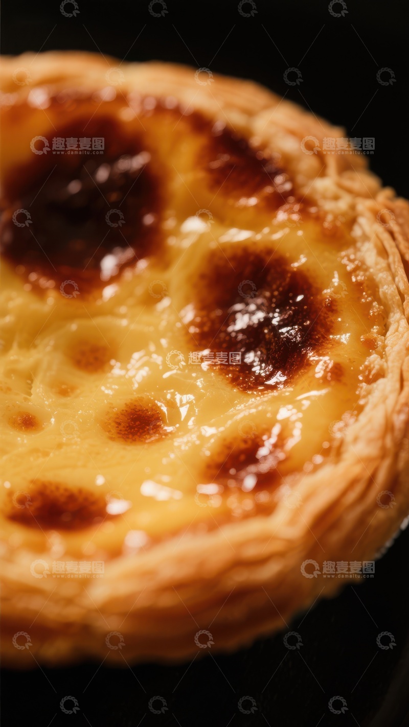 高清大图下载【趣麦麦图】金黄蛋挞特写，诱人甜点