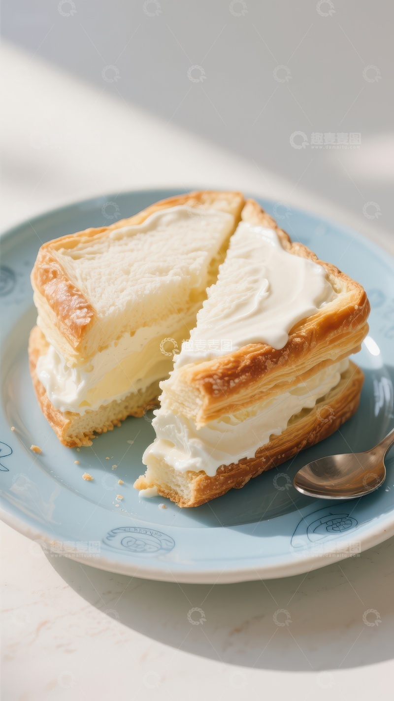 高清大图下载【趣麦麦图】奶油夹心酥皮蛋糕切片