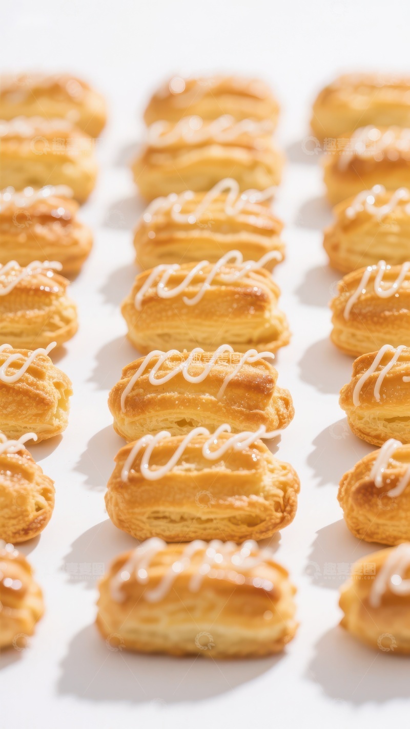 高清大图下载【趣麦麦图】精致奶油泡芙整齐排列