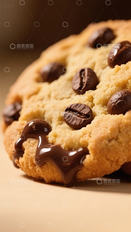 巧克力豆饼干配咖啡豆装饰