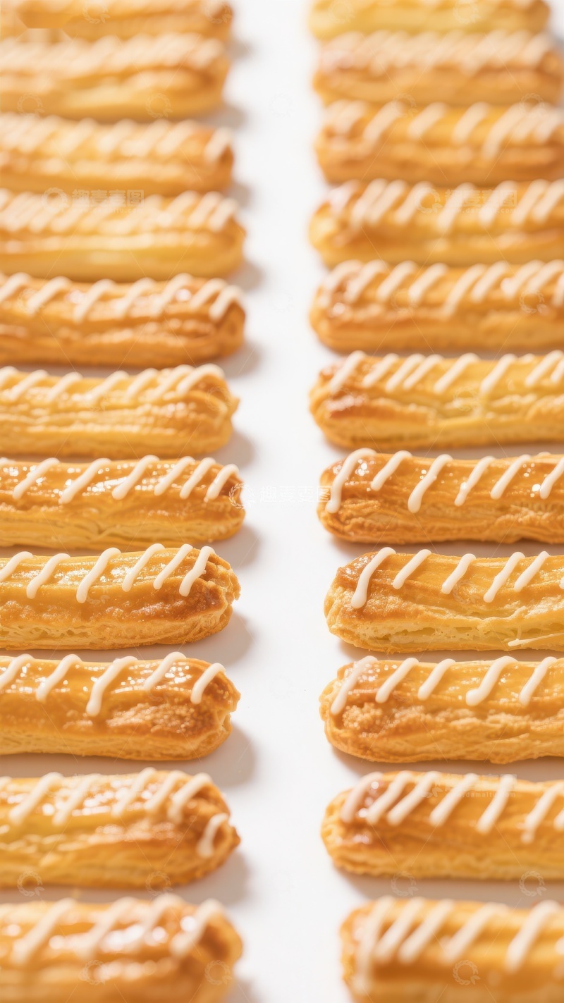 高清大图下载【趣麦麦图】整齐排列的奶油条点心