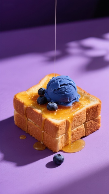 蓝莓冰淇淋淋蜂蜜吐司
