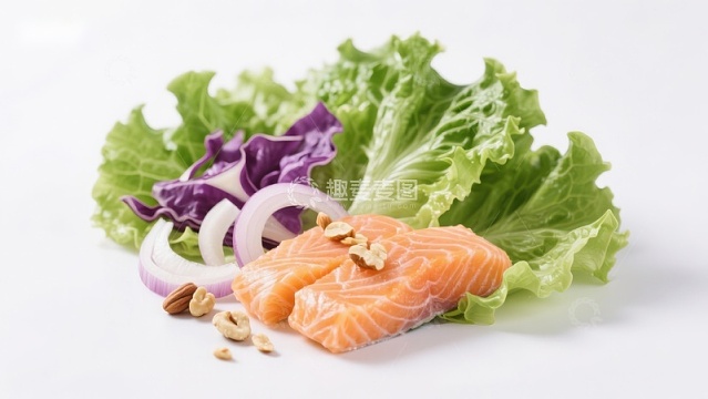 三文鱼配蔬菜坚果食材