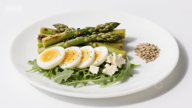 高清大图下载【趣麦麦图】芦笋鸡蛋沙拉盘
