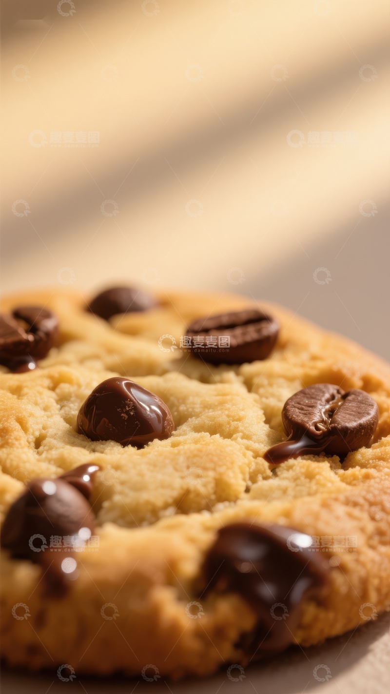 高清大图下载【趣麦麦图】咖啡豆点缀的巧克力饼干