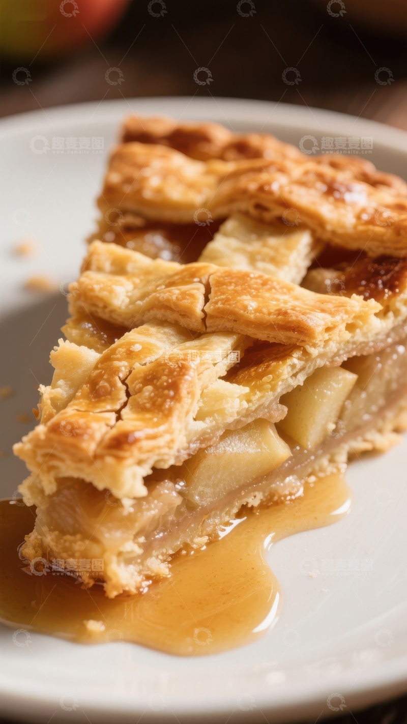 高清大图下载【趣麦麦图】苹果派切片配焦糖酱