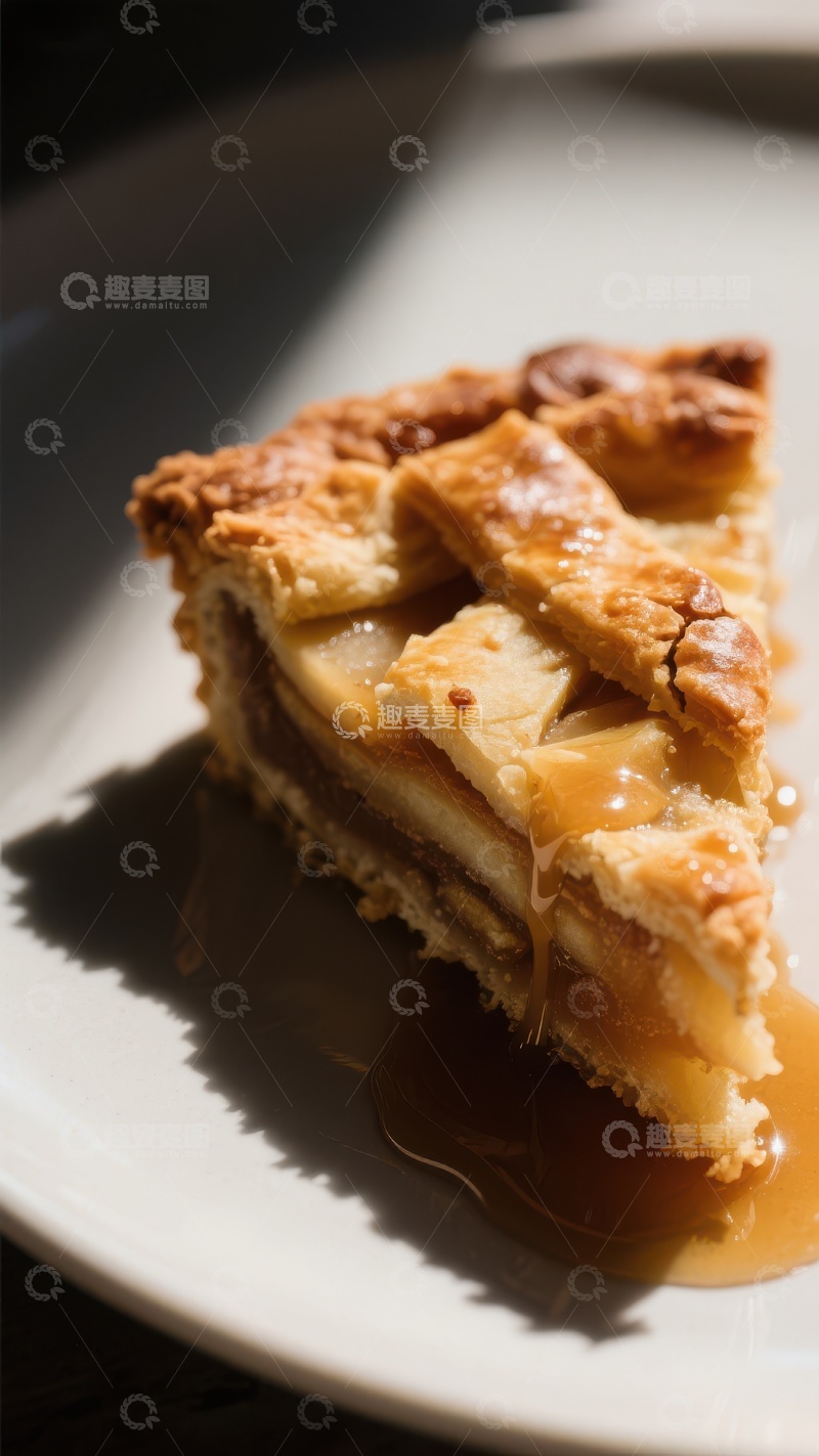 高清大图下载【趣麦麦图】苹果派切片配焦糖酱