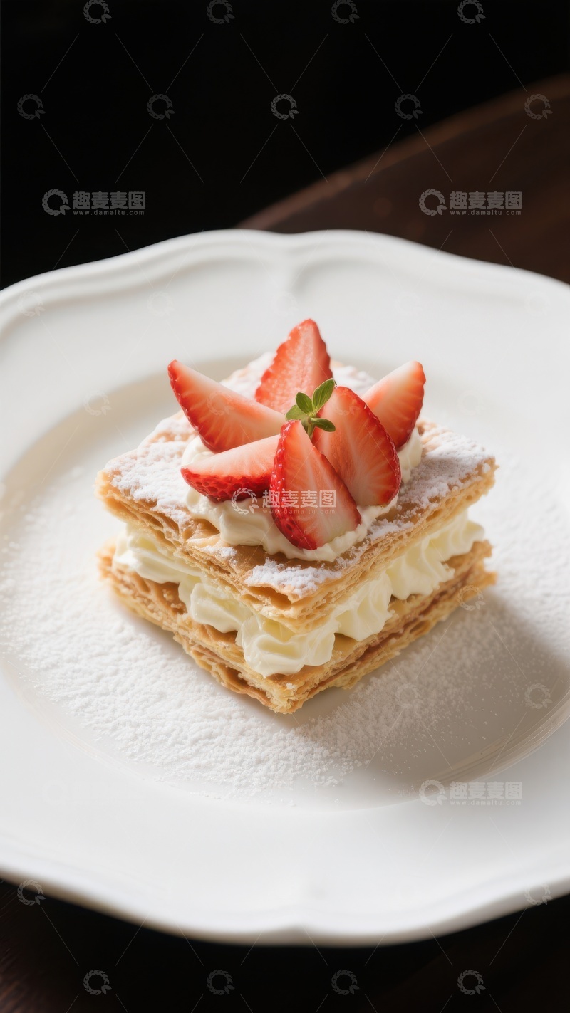高清大图下载【趣麦麦图】草莓奶油千层酥