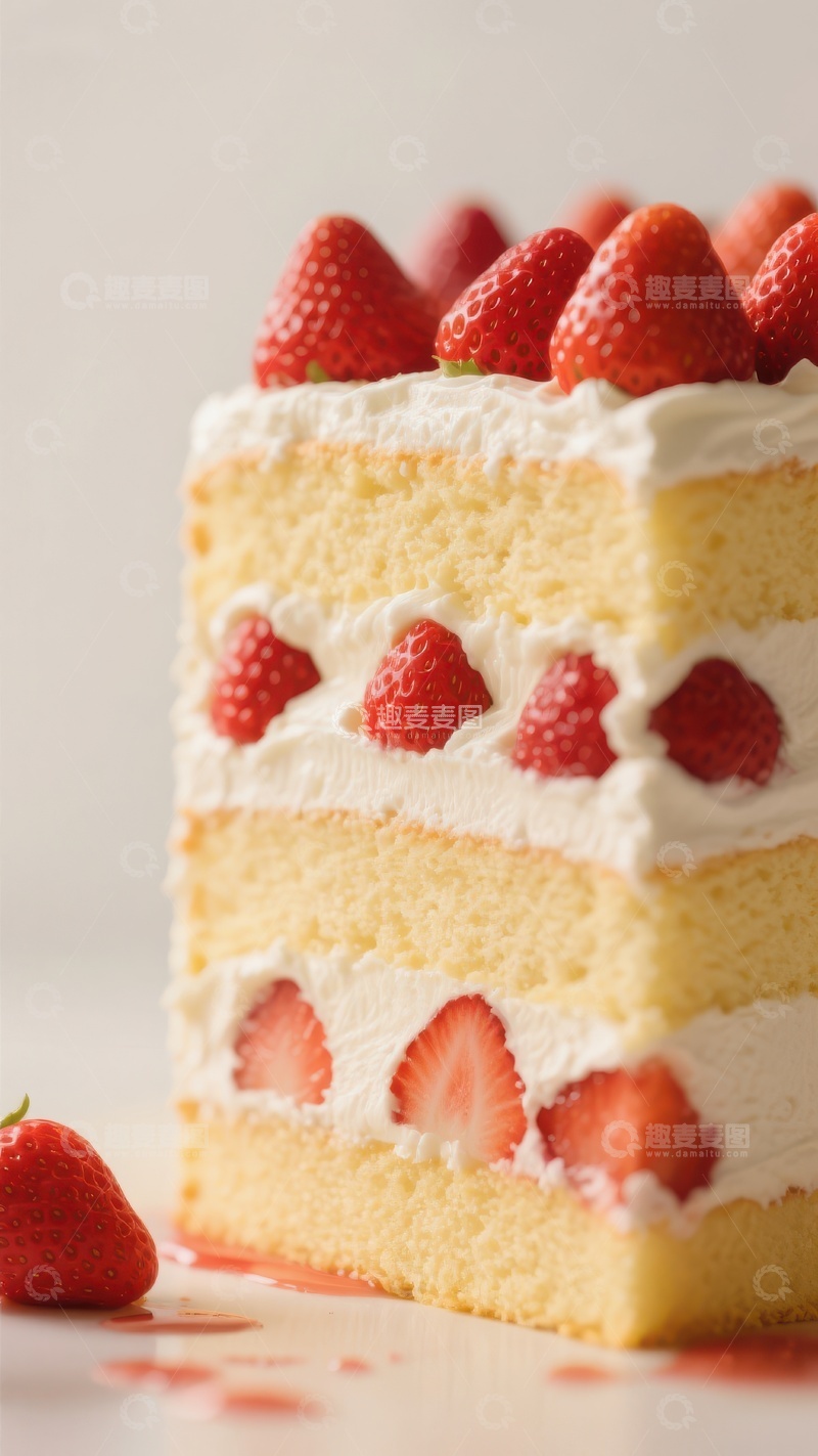 高清大图下载【趣麦麦图】草莓奶油蛋糕切面展示