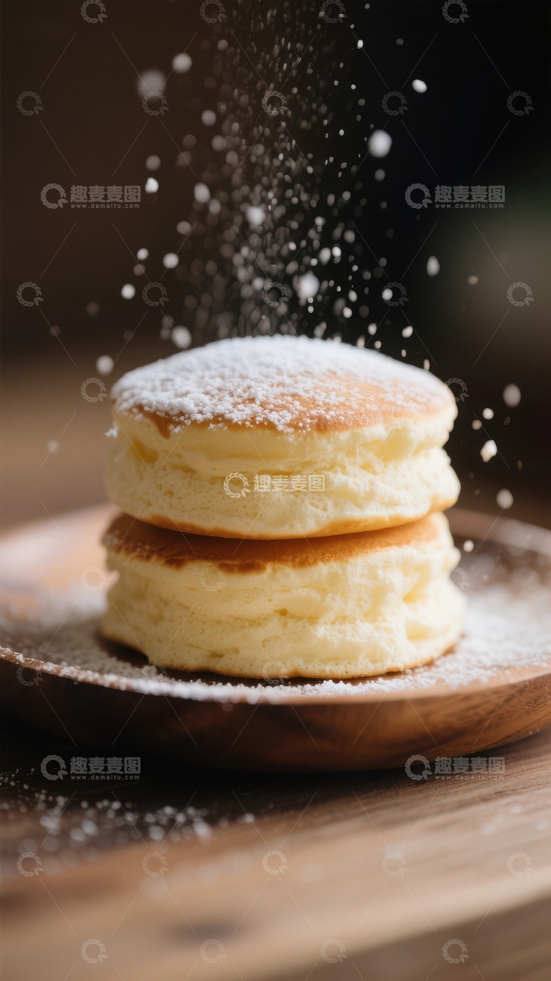 高清大图下载【趣麦麦图】撒糖粉的松饼特写