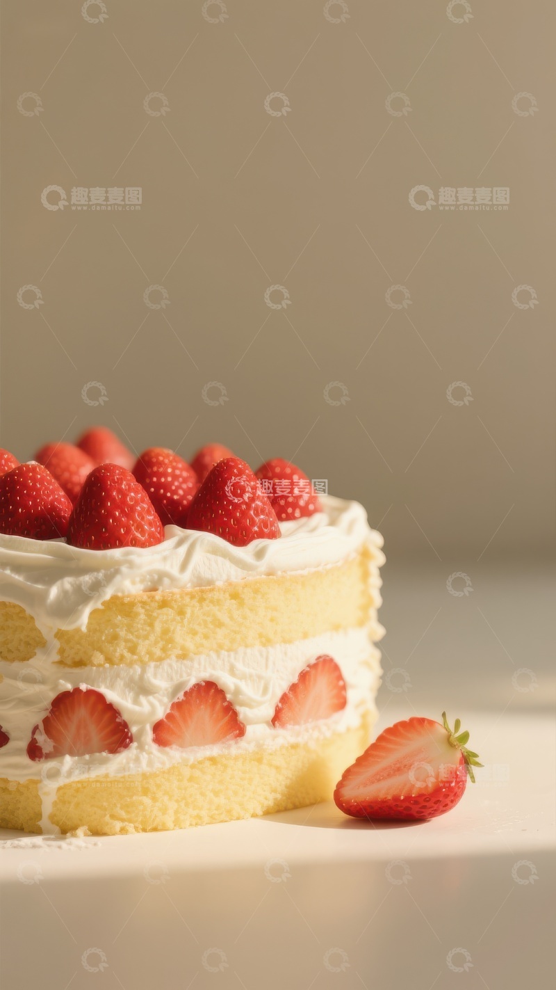 高清大图下载【趣麦麦图】草莓奶油蛋糕，层次分明