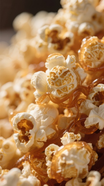 焦糖爆米花的诱人特写