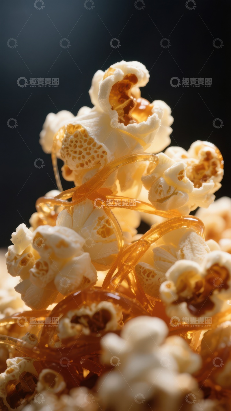 高清大图下载【趣麦麦图】焦糖包裹的爆米花特写