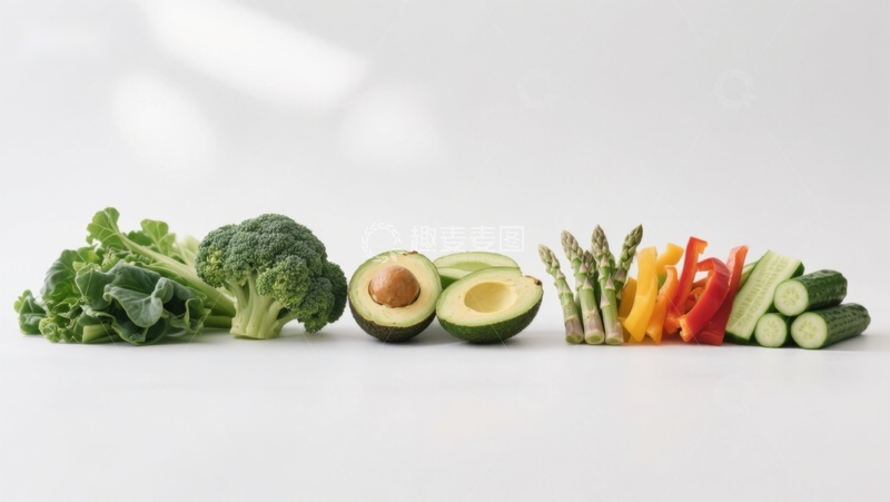 高清大图下载【趣麦麦图】新鲜蔬菜与水果排列展示