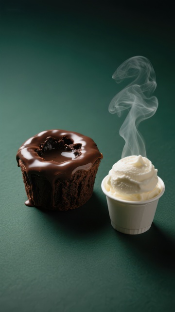 巧克力熔岩蛋糕与冰淇淋