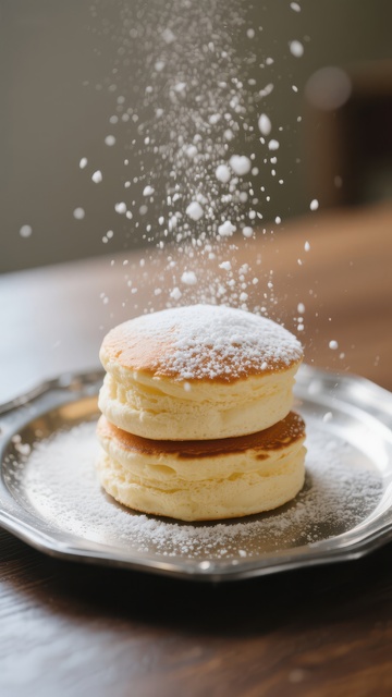 松饼撒糖粉瞬间
