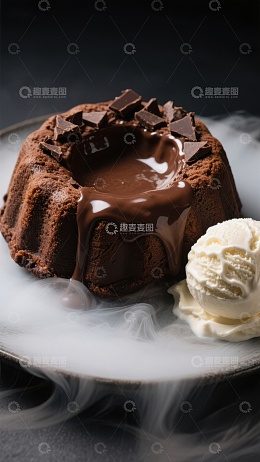 巧克力熔岩蛋糕配冰淇淋