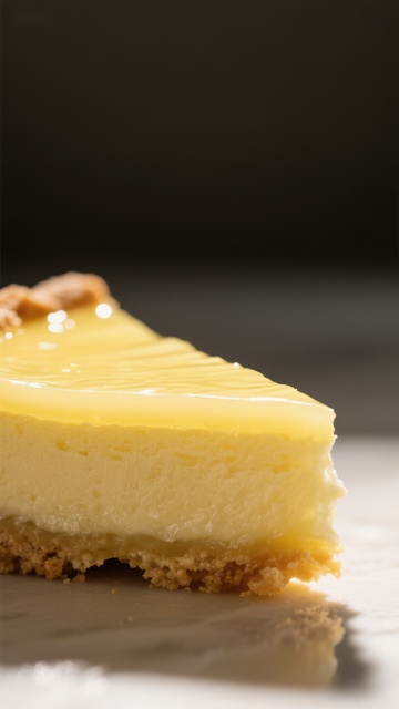 柠檬芝士蛋糕切片特写