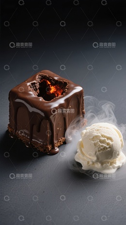 巧克力熔岩蛋糕配冰淇淋