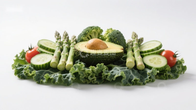 高清大图下载【趣麦麦图】新鲜蔬菜与牛油果摆盘