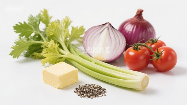 新鲜蔬菜与调味料组合