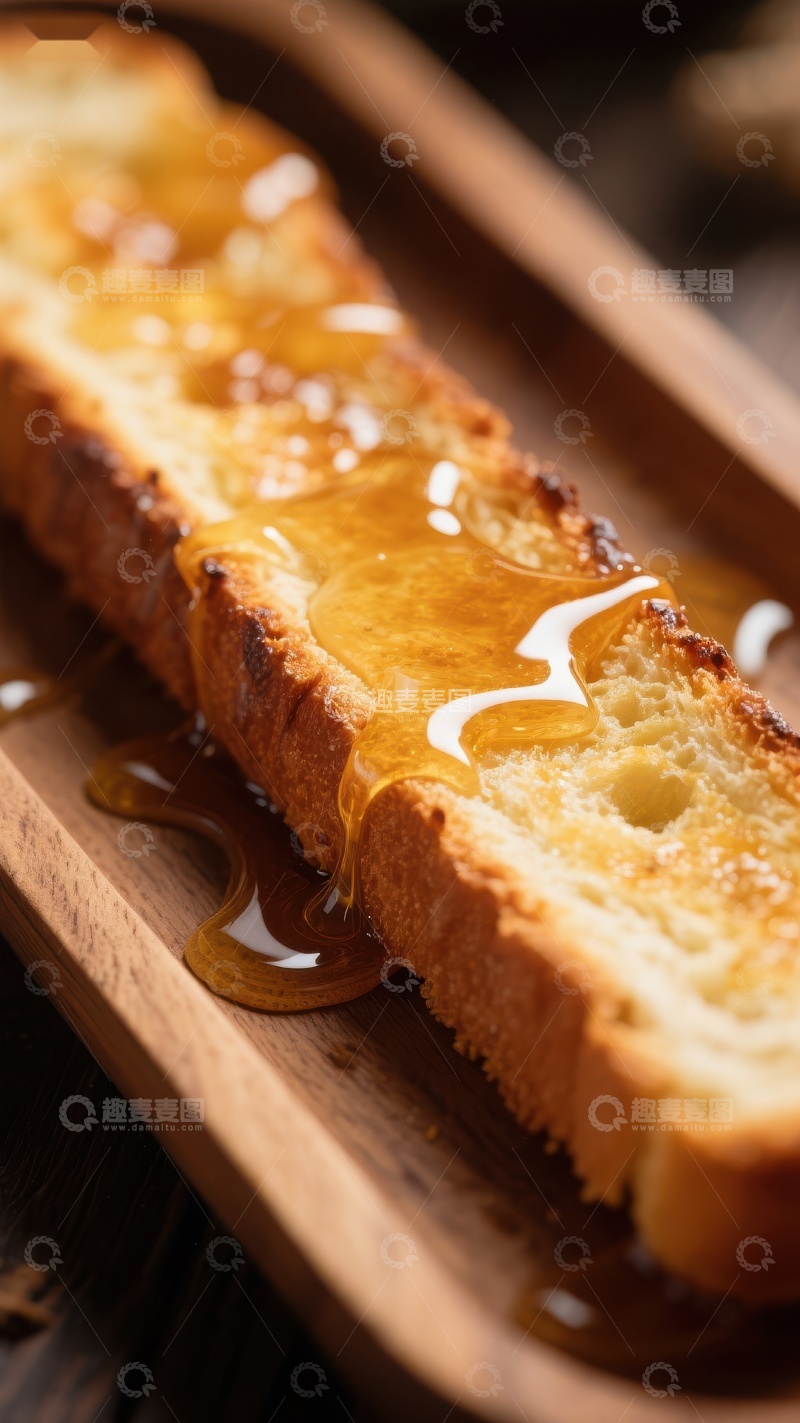 高清大图下载【趣麦麦图】蜂蜜淋在烤面包上的特写