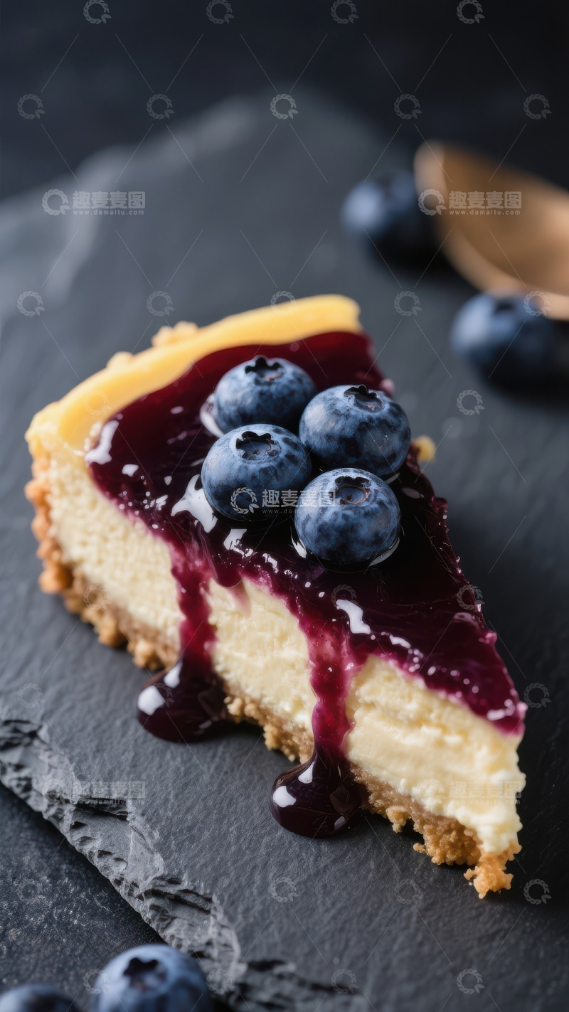 高清大图下载【趣麦麦图】蓝莓酱芝士蛋糕切片