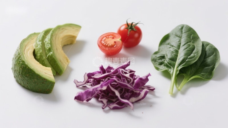 高清大图下载【趣麦麦图】新鲜蔬菜与牛油果切片