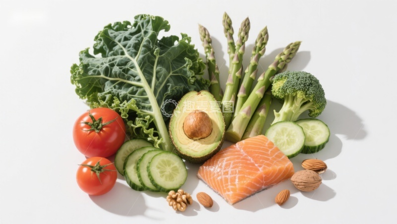 高清大图下载【趣麦麦图】新鲜蔬果与三文鱼食材组合