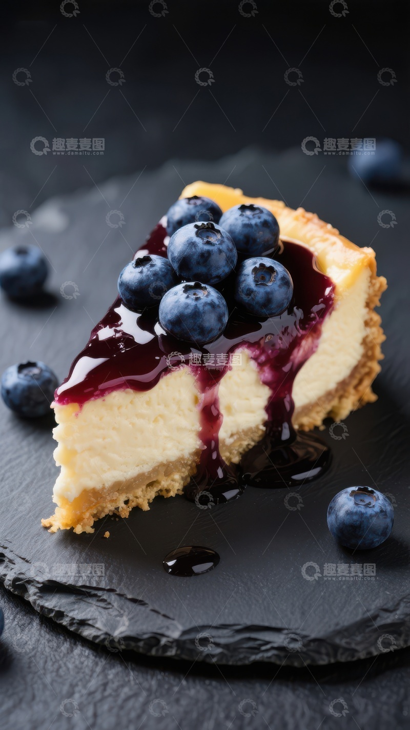 高清大图下载【趣麦麦图】蓝莓酱芝士蛋糕切片