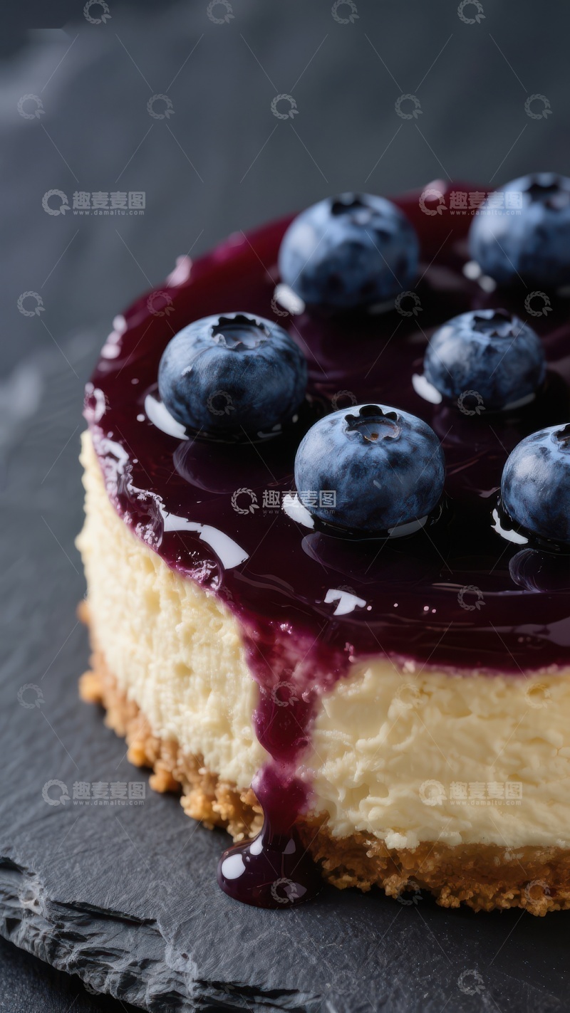 高清大图下载【趣麦麦图】蓝莓酱淋面芝士蛋糕