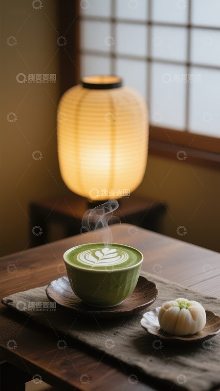热气腾腾的抹茶与温馨纸灯