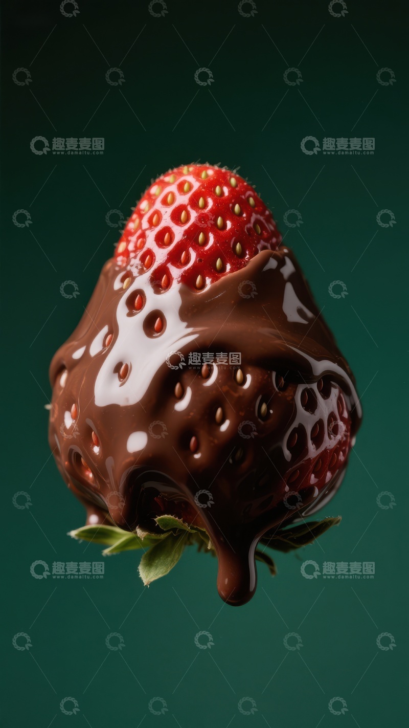 高清大图下载【趣麦麦图】巧克力淋面的草莓