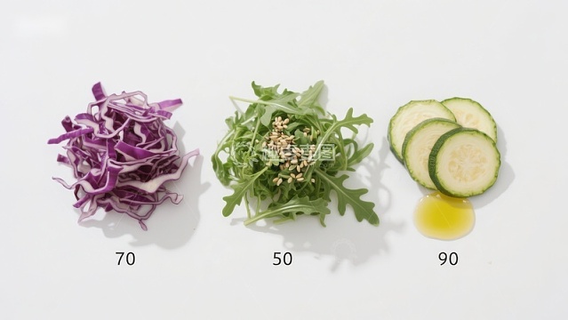 三种蔬菜食材及重量展示